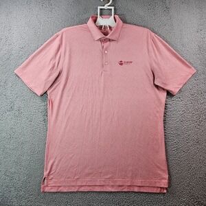 Johnnie-O Polo Shirt Men‎ Large Short Sleeve Geometric Floral Print Pink Red - L